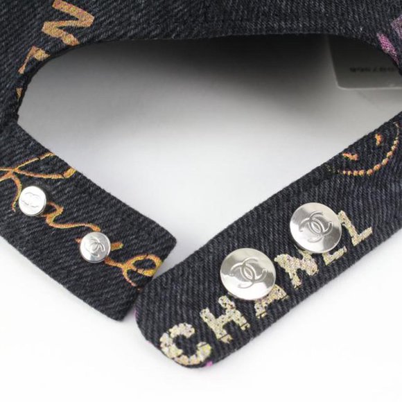 Chanel 22P Black Denim x Pink CC Logo All Over Baseball Cap 98ck323s - Picture 7 of 12